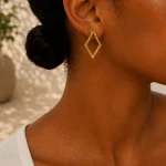 Boucles d'Oreilles Rhombe - boucles d'oreilles femme en acier inoxydable 316 plaqué or 18 carats 2