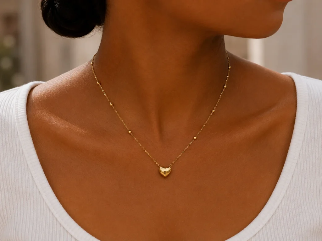 Collier Coeur Fat Love - collier femme en acier titane et acier inoxydable 304 — vue 2