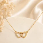 Collier Double Cœurs Entrelacés - collier femme en acier inoxydable 304 plaqué or 18 carats 1
