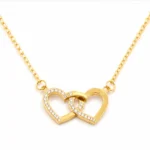 Collier Double Cœurs Entrelacés - collier femme en acier inoxydable 304 plaqué or 18 carats 4