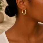Créoles Dorées Lisses - boucles d'oreilles femme en acier inoxydable 316L 2