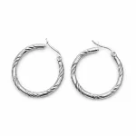 Créoles Torsadées Argent - boucles d'oreilles femme en acier inoxydable 316L 3