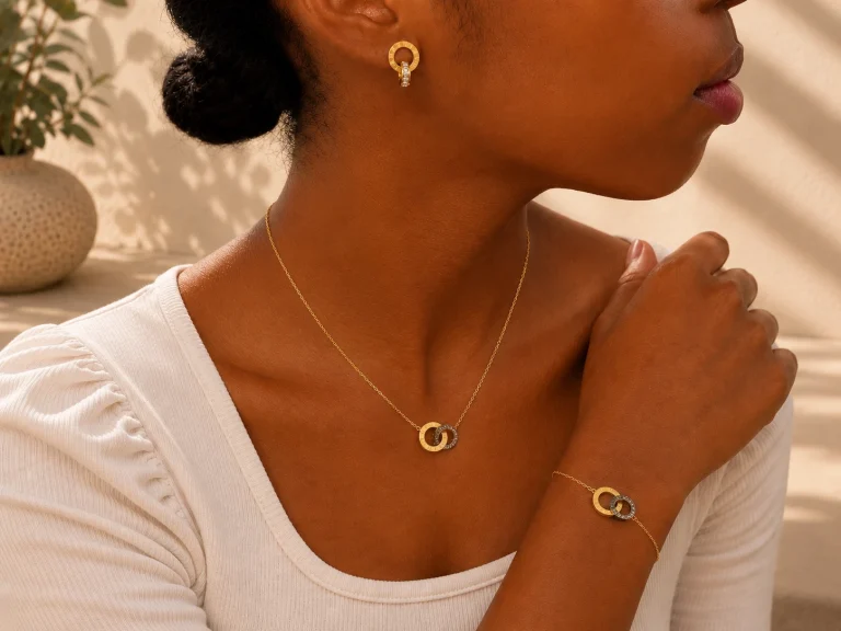 Ensemble Cercles Entrelacés – Parures bijoux en acier inoxydable 316