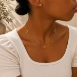 Ensemble Collier & Boucles Maillons - parure bijoux en acier inoxydable 304 plaqué or 18K 2
