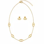 Ensemble Collier & Boucles Maillons - parure bijoux en acier inoxydable 304 plaqué or 18K 3