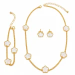 Ensemble Fleurs Blanches - parures bijoux en alliage plaqué or 3