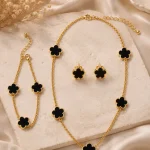 Ensemble Fleurs Noires - Parures bijoux en alliage plaqué or 2