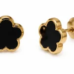 Ensemble Fleurs Noires - Parures bijoux en alliage plaqué or 4