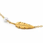 Ensemble Motif Plume - parure acier inoxydable 316 plaqué or 18 carats 4