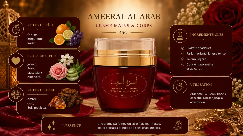 Ingrédients — Crème Mains & Corps Ameerat Al Arab - 45 G
