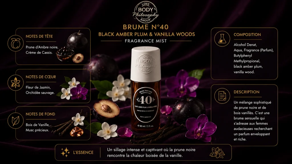 Ingrédients — Body Philosophy N°40 Midnight Jasmine & Amber Woods - Brume 90 ML