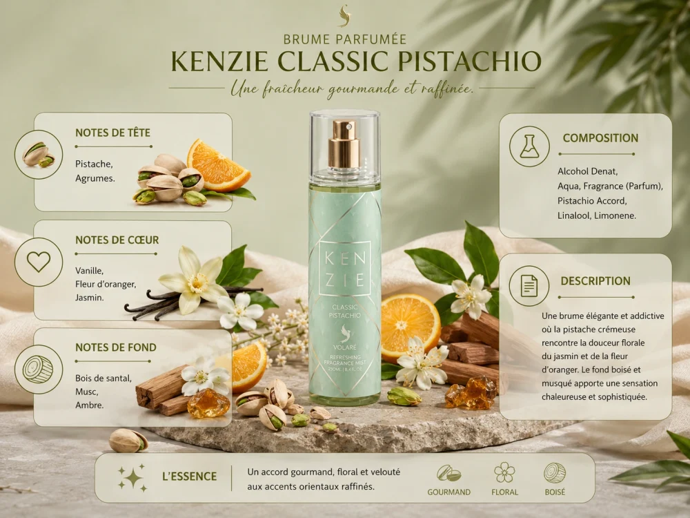 Ingrédients — Kenzie Volaré Classic Pistachio - brume gourmand 250 ML