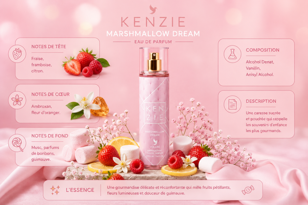 Ingrédients — Kenzie Volaré Marshmallow Dream - brume gourmand 250 ML
