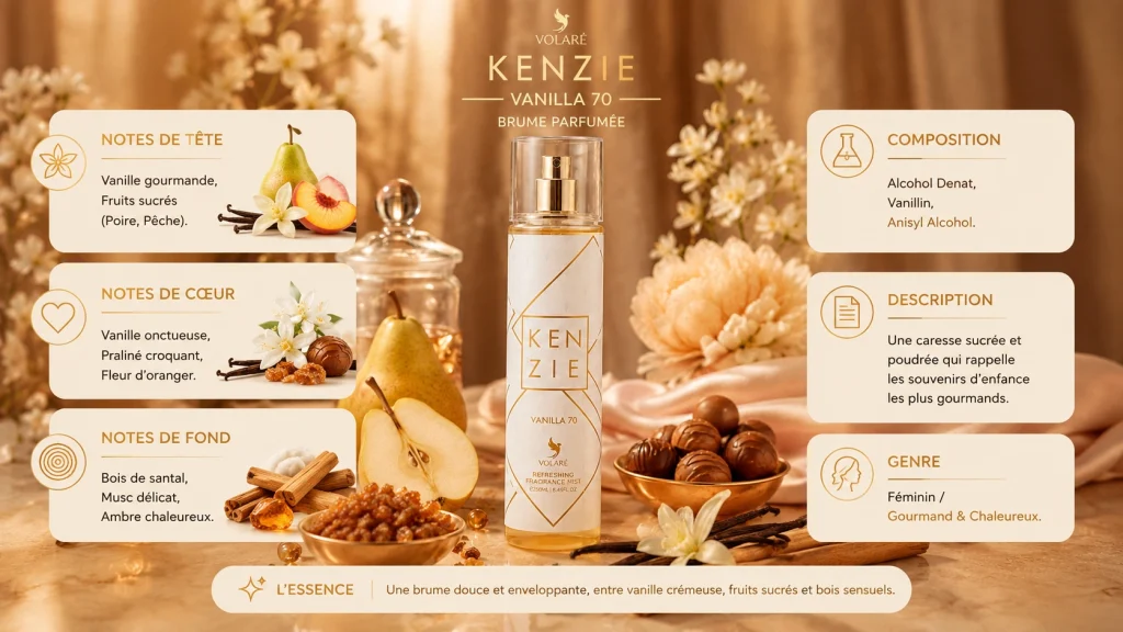 Ingrédients — Kenzie Volaré Vanilla 70 - brume - 250 ML