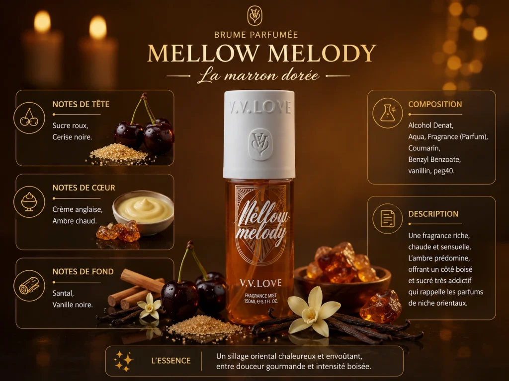 Ingrédients — V.V. Love Mellow Melody - brume oriental 150 ML