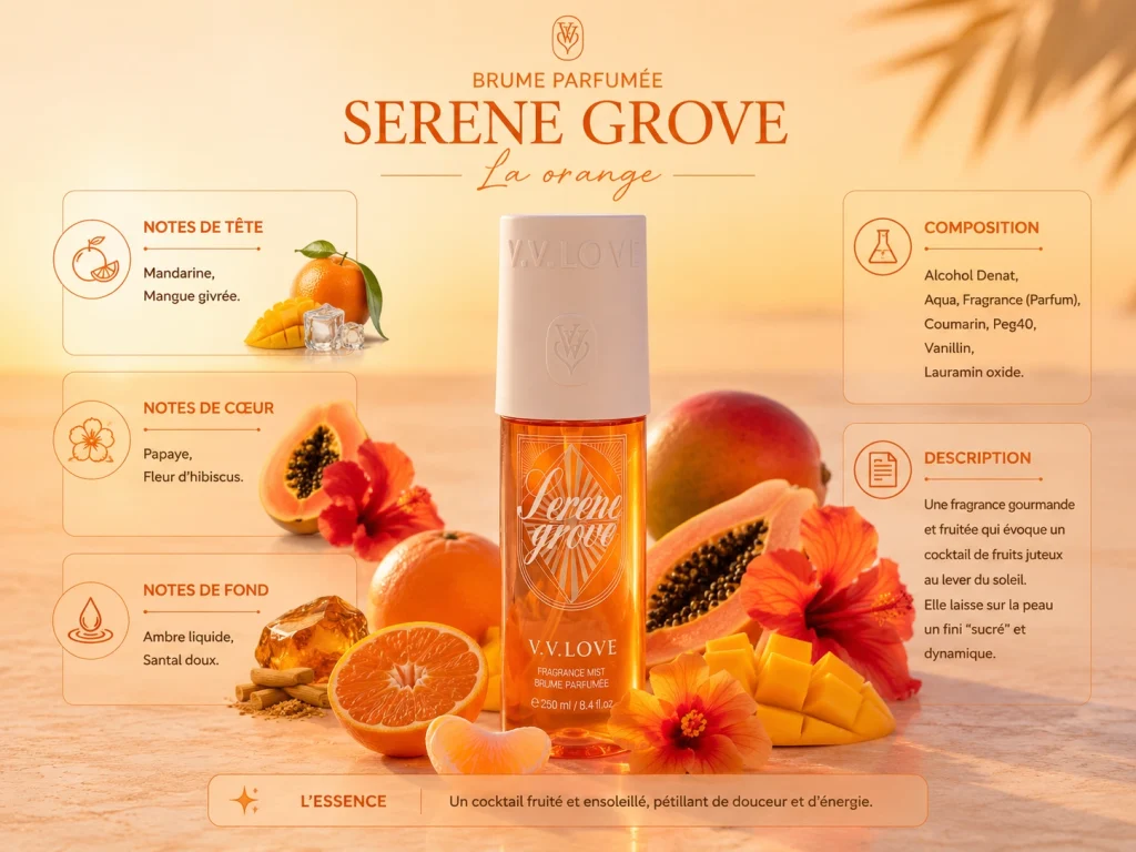 Ingrédients — V.V. Love Serene Grove - brume solaire 150 ML