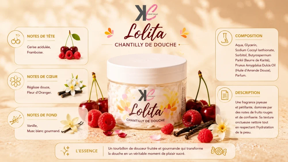Ingrédients — Chantilly de douche Lolita - soins corps gourmand 100 G