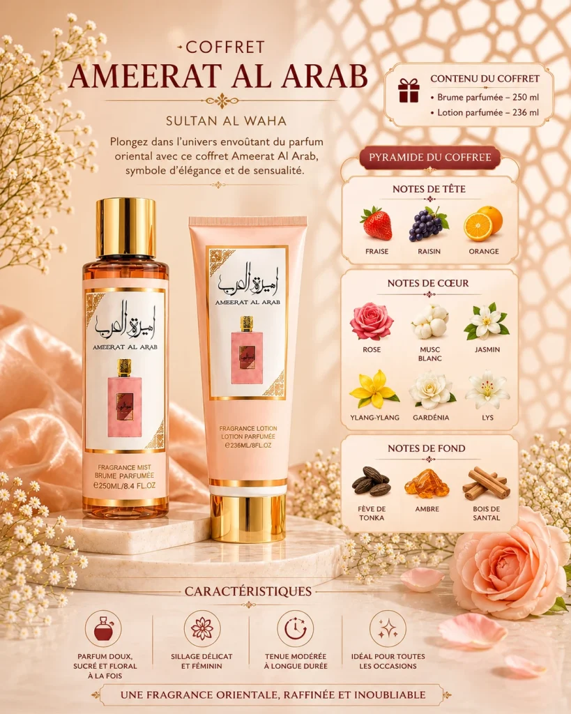 Ingrédients — Coffret Ameraat Al Arab Rose - Sultan El Waha