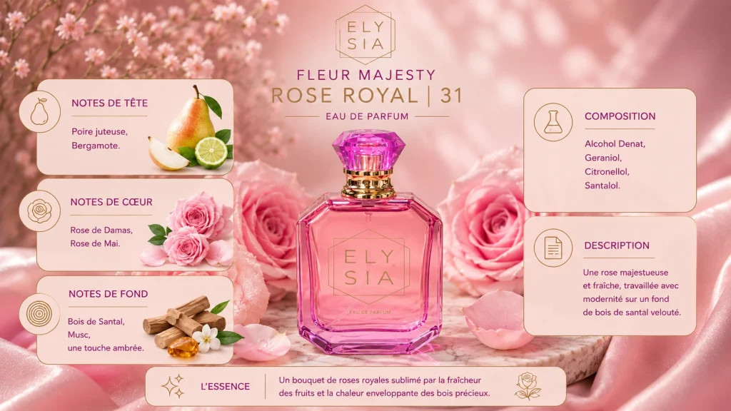 Ingrédients — Elysia Fleur Majesty Rose Royal 31 - eau de parfum floral 50 ML