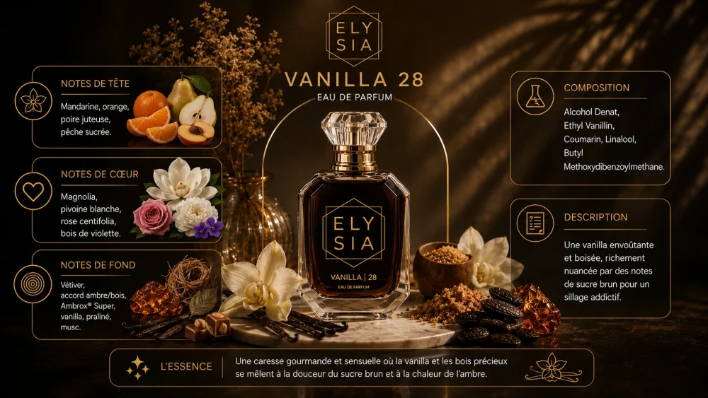 Ingrédients — Elysia Vanilla 28 - eau de parfum gourmand 50 ML