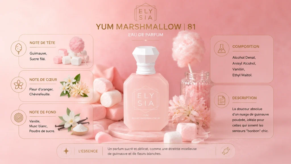 Ingrédients — Elysia Yum Marshmallow 81 - eau de parfum gourmand 50 ML