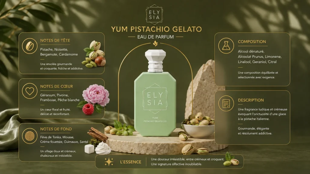 Ingrédients — Elysia Yum Pistachio Gelato 33 - eau de parfum gourmand 50 ML