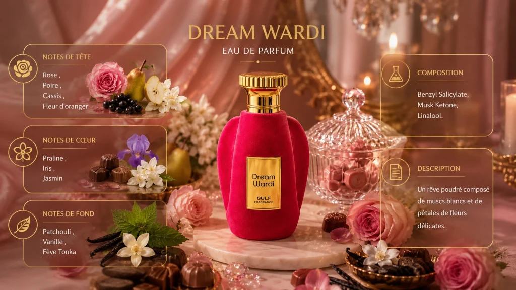 Ingrédients — Gulf Fragrance Dream Wardi - Extrait de parfum floral 100 ML