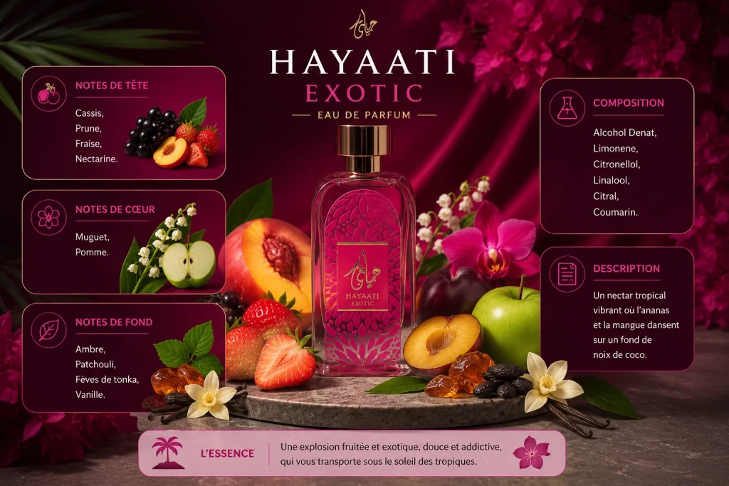 Ingrédients — Hayaati Exotic Ard Al Zaafaran - eau de parfum fruité 100 ML