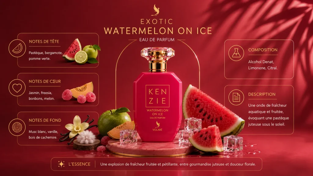 Ingrédients — Kenzie Volaré Watermelon On Ice - eau de parfum fruité 100 ML