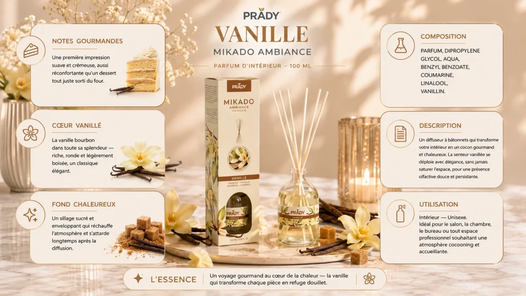 Ingrédients — Mikado Vanille - diffuseur gourmand