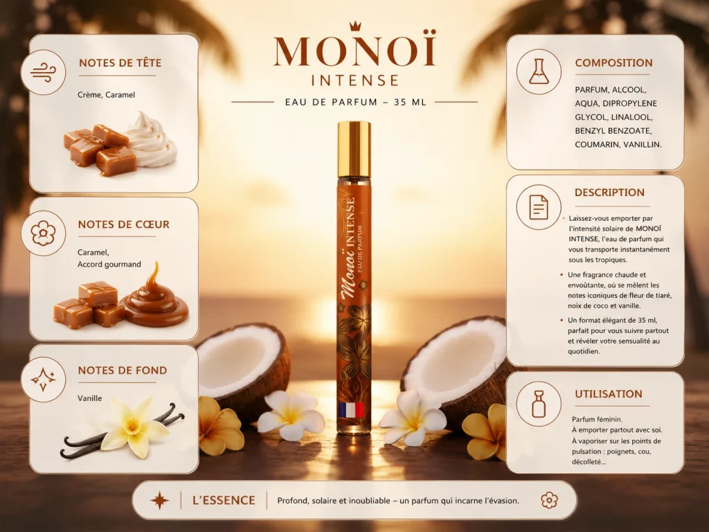 Ingrédients — Monoï CP Intense - eau de parfum solaire 35 ML