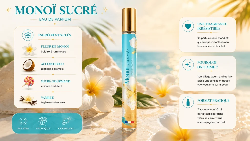 Ingrédients — Monoï CP Sucré - eau de parfum solaire 35 ML