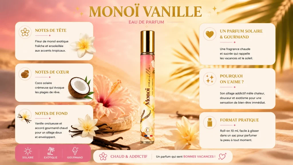 Ingrédients — Monoï CP Vanilla - eau de parfum solaire 35 ML