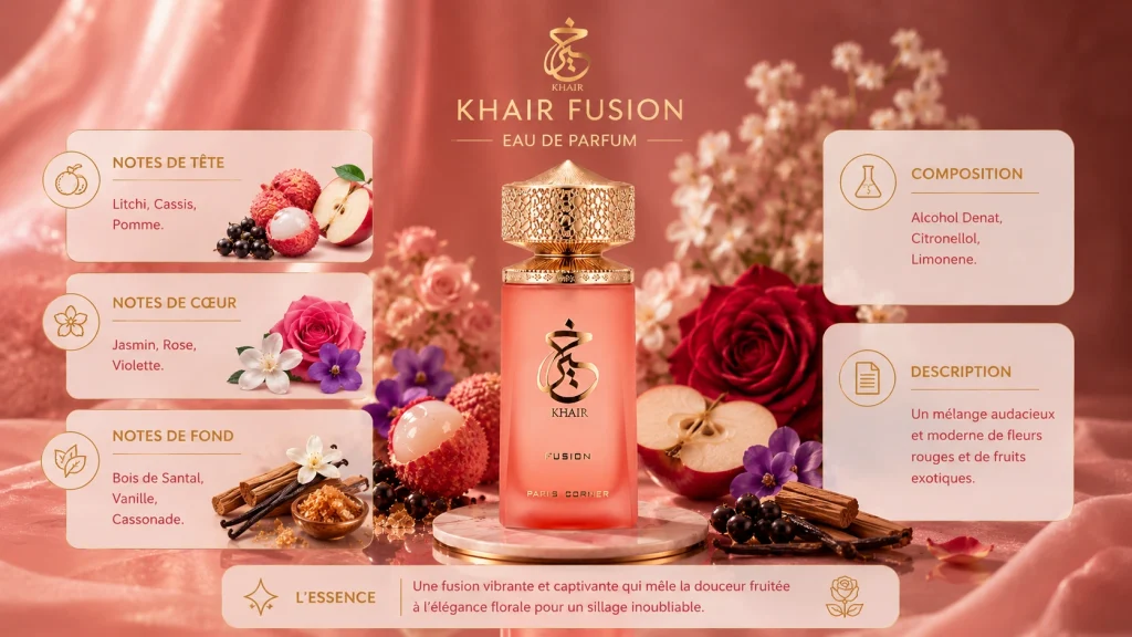 Ingrédients — KHAIR Fusion Paris Corner - eau de parfum fruité 100 ML