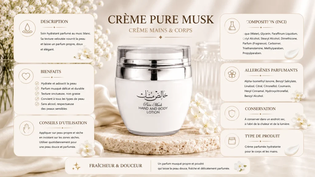 Ingrédients — Crème Mains & Corps Pure Musk - 45 G