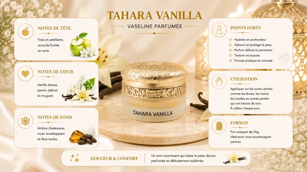 Ingrédients — Vaseline Tahara Vanilla  soins corps gourmand 20 G