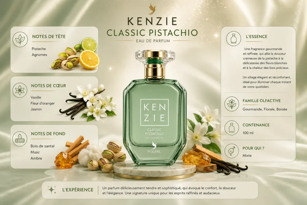 Ingrédients — Kenzie Volaré Classic Pistachio - Eau de Parfum Mixte 100 ml